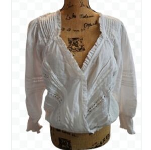 Tennis White Fairycore Cottagecore Bohemian Coquette Girl Ruched Ruffle Top SzXS
